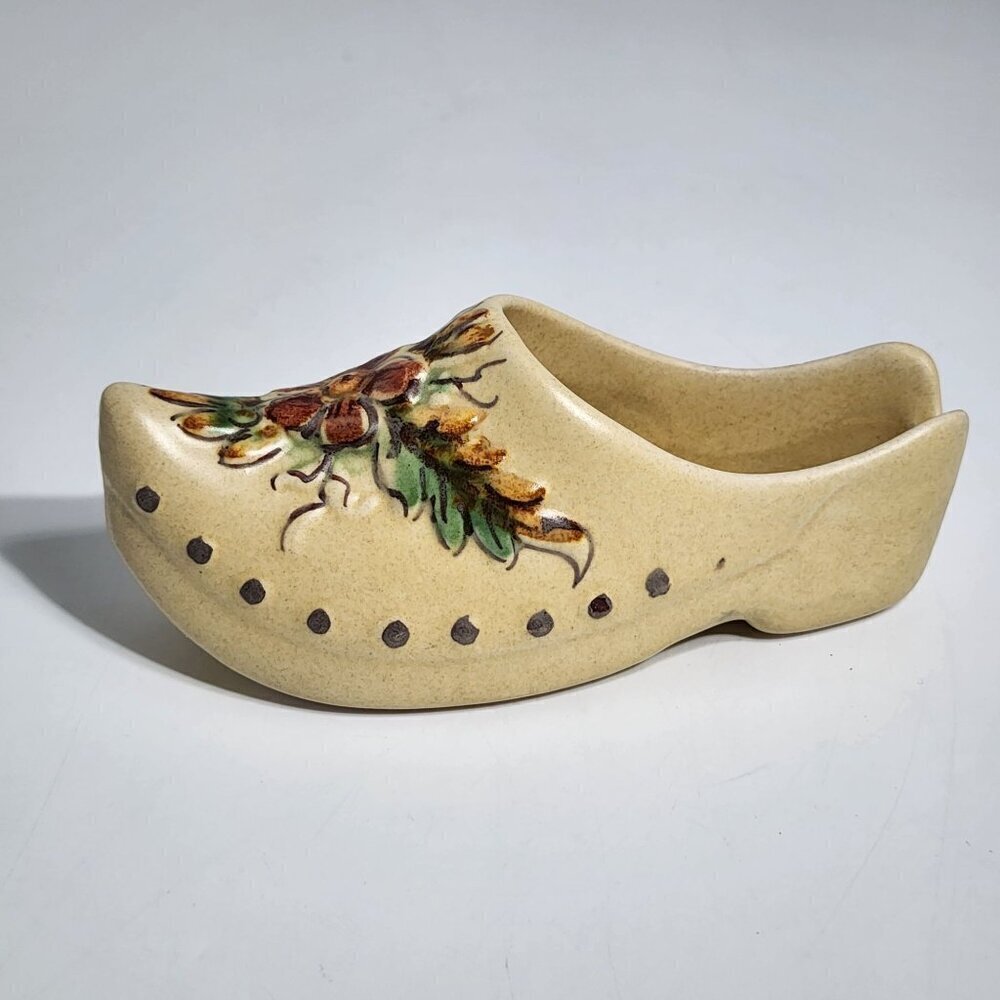 Argilart Portugal Ceramic Dutch Clog With Hand Painted Floral Design Vintage